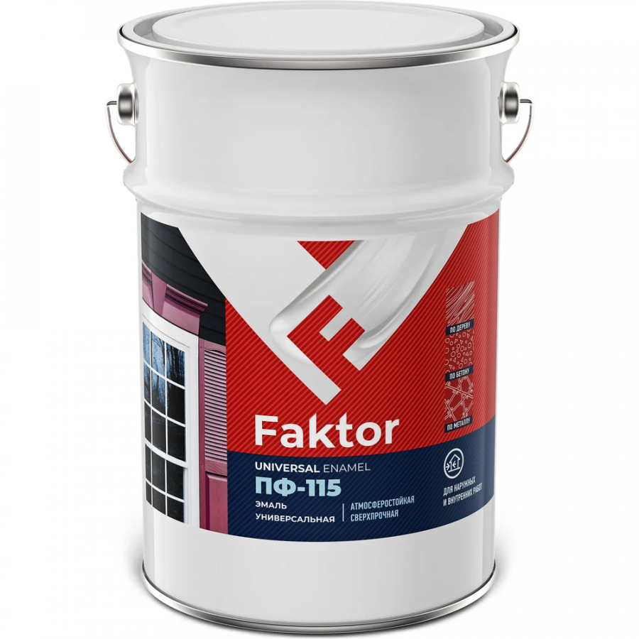 Эмаль FAKTOR ПФ-115, Банка 6 кг, Чёрный (221101)