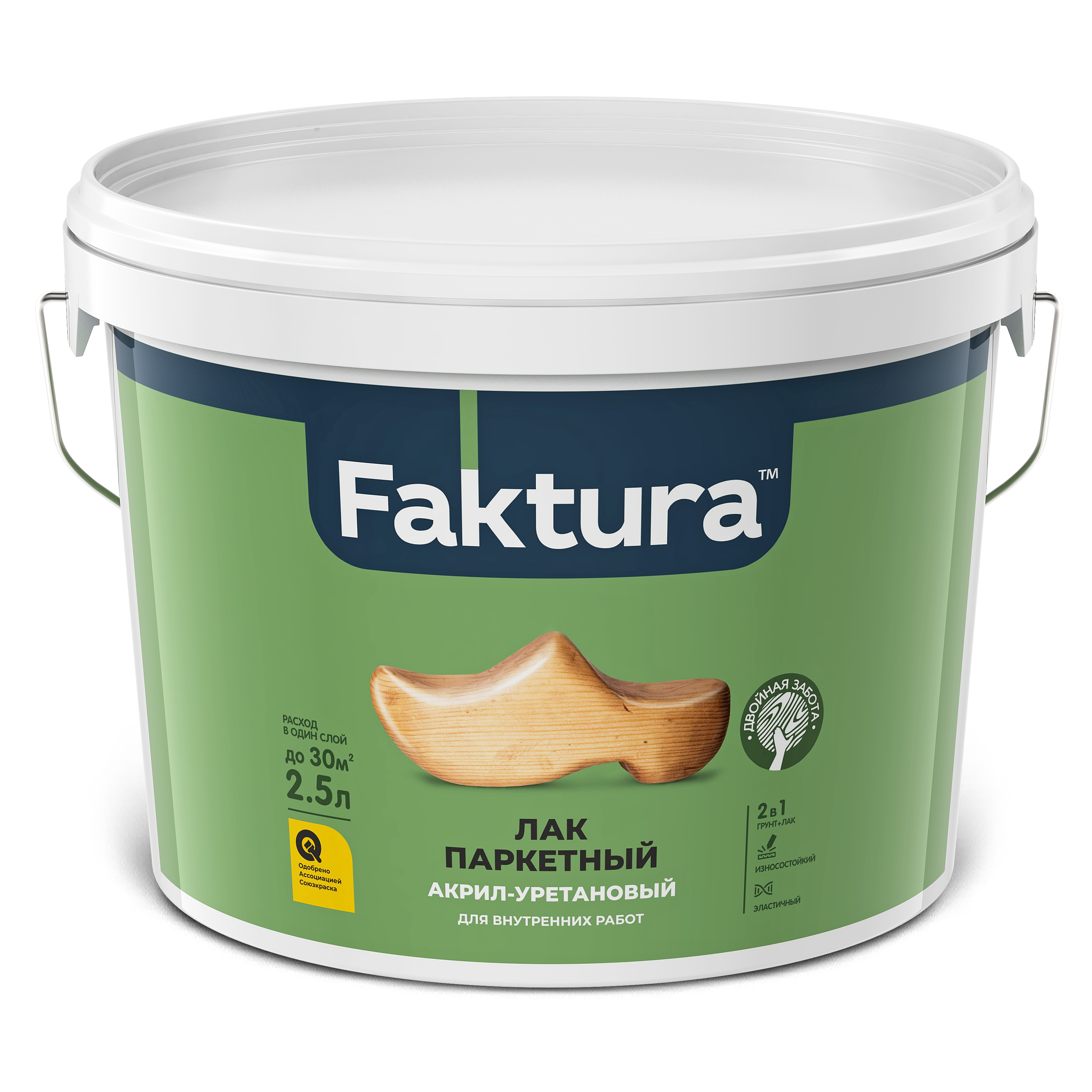 Лак FAKTURA паркетный акрил-уретановый полуматовый, ведро 2,5 л