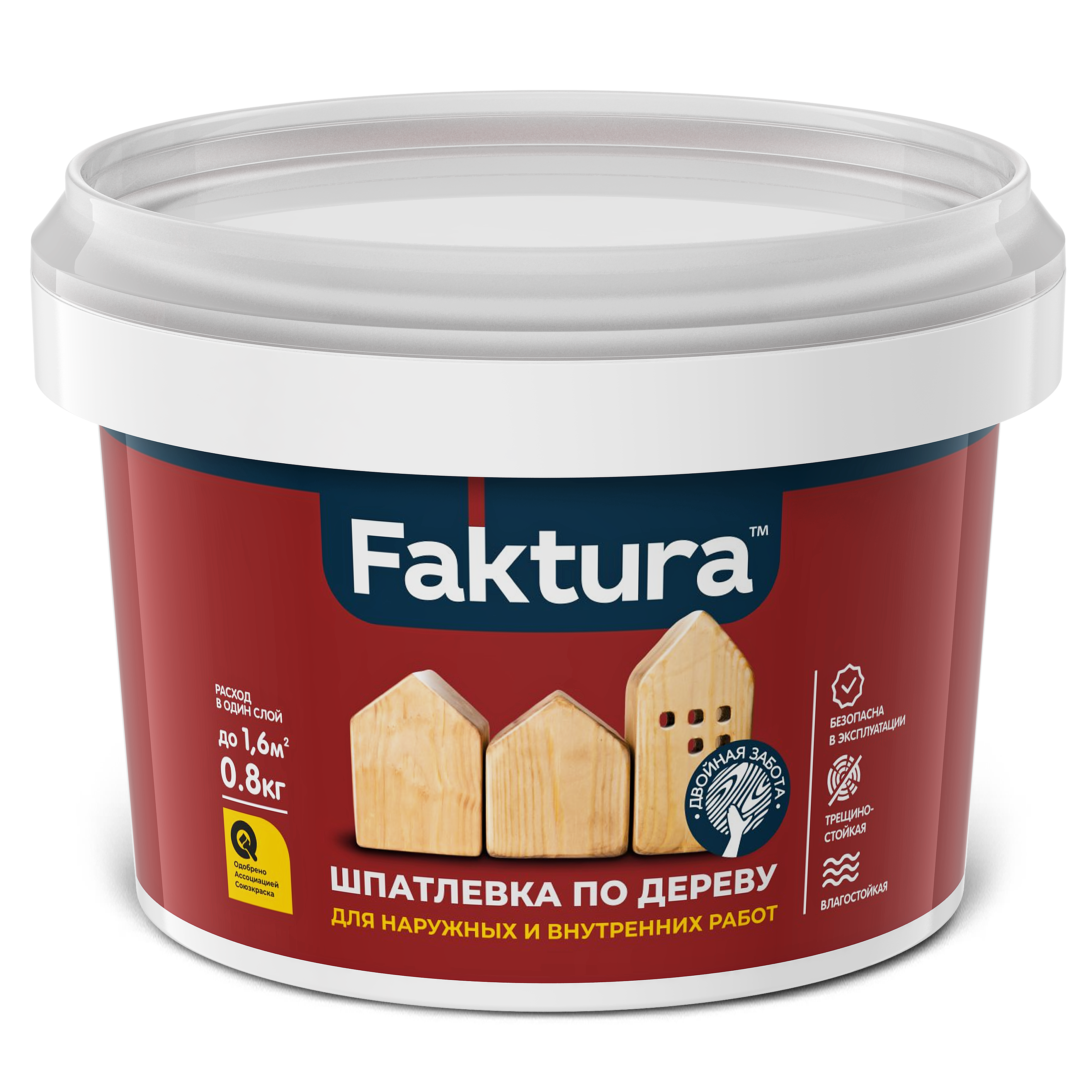 Шпатлевка FAKTURA по дереву береза, банка 0,8 кг