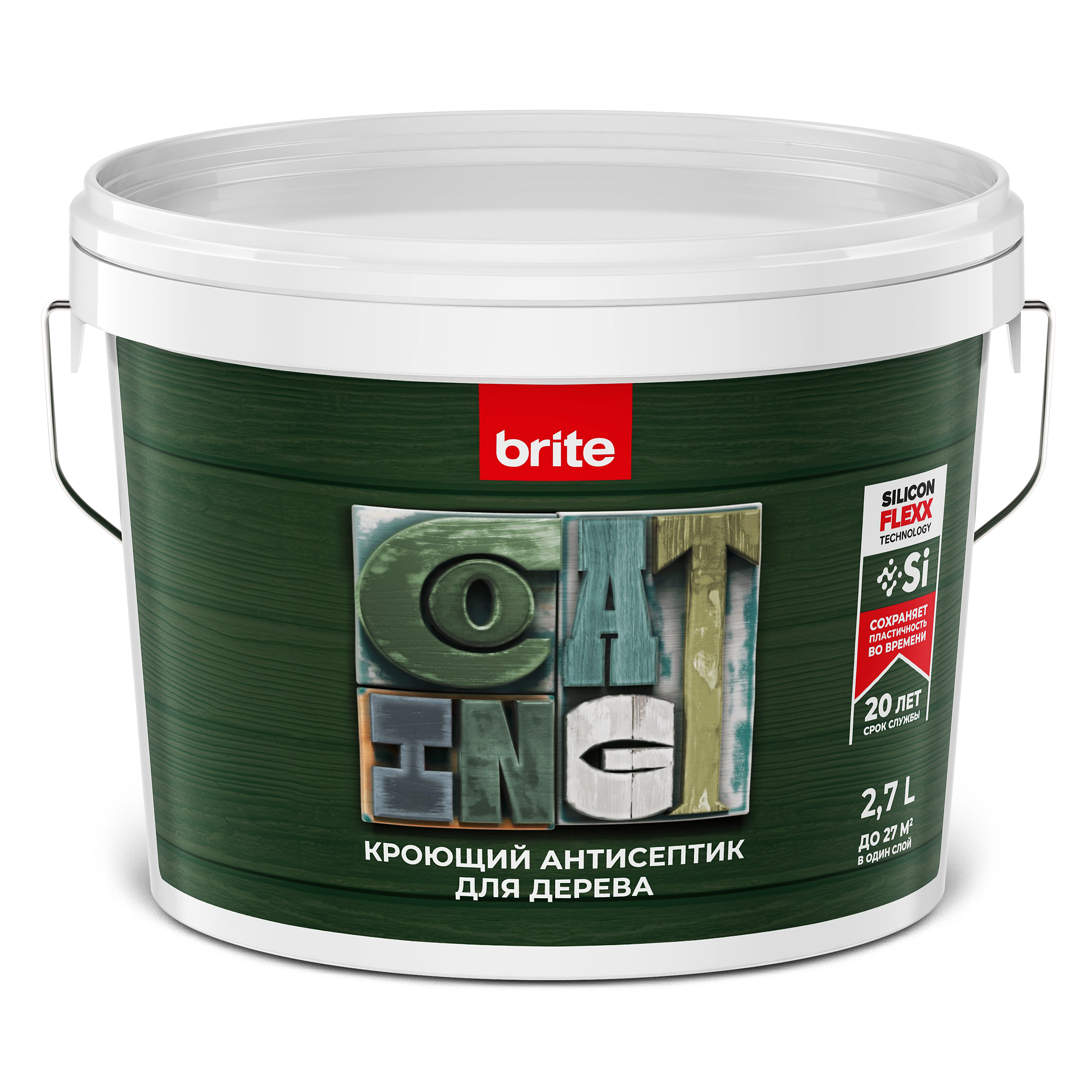 Антисептик BRITE FLEXX для дерева кроющий база А, ведро 2,7 л (О06320)