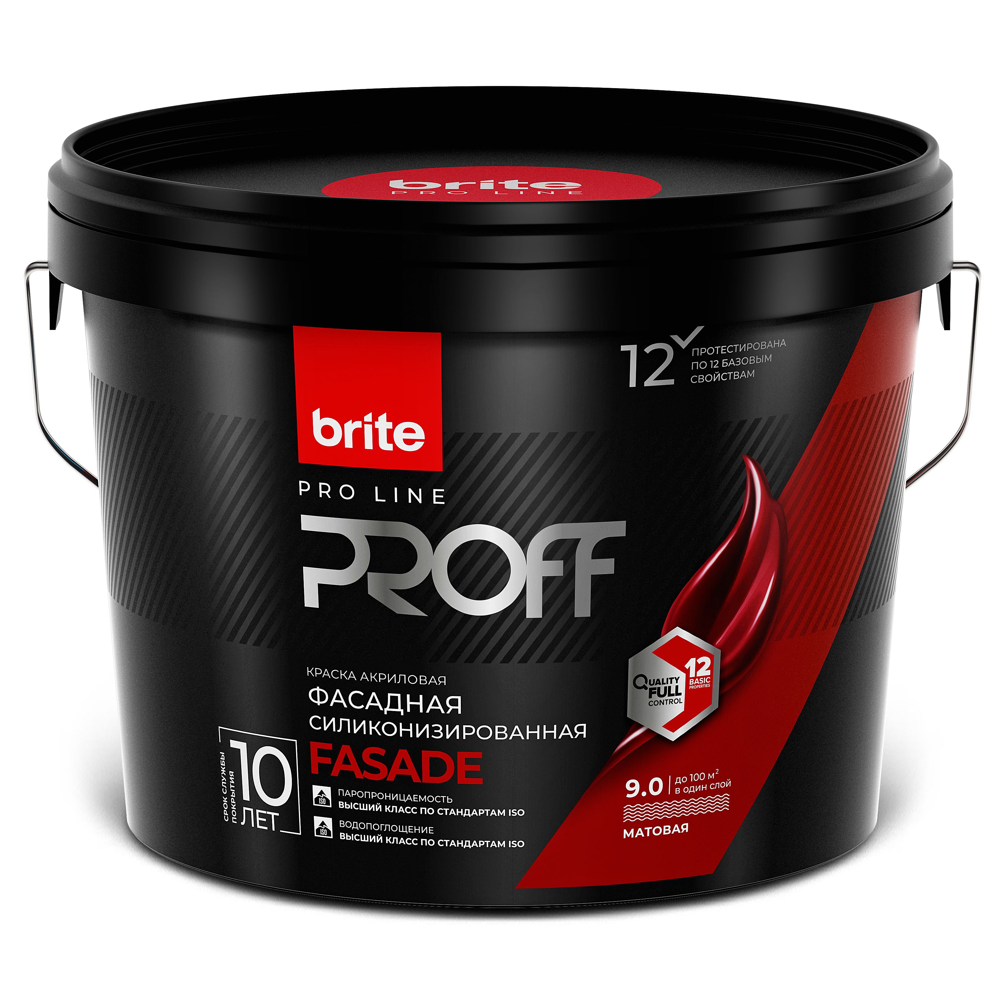 Краска BRITE PROFESSIONAL фасадная силиконизированная белая матовая база А, ведро 2,7 л (О02229)