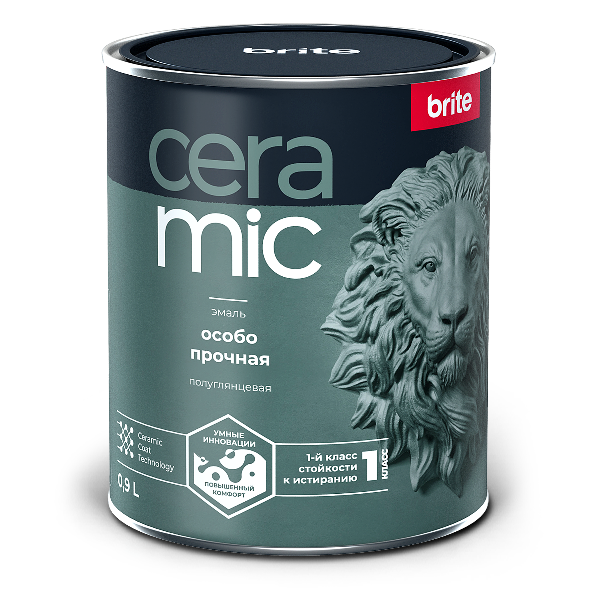 Эмаль BRITE CERAMIC особо прочная акриловая база А, банка 0,9 л (О04605)