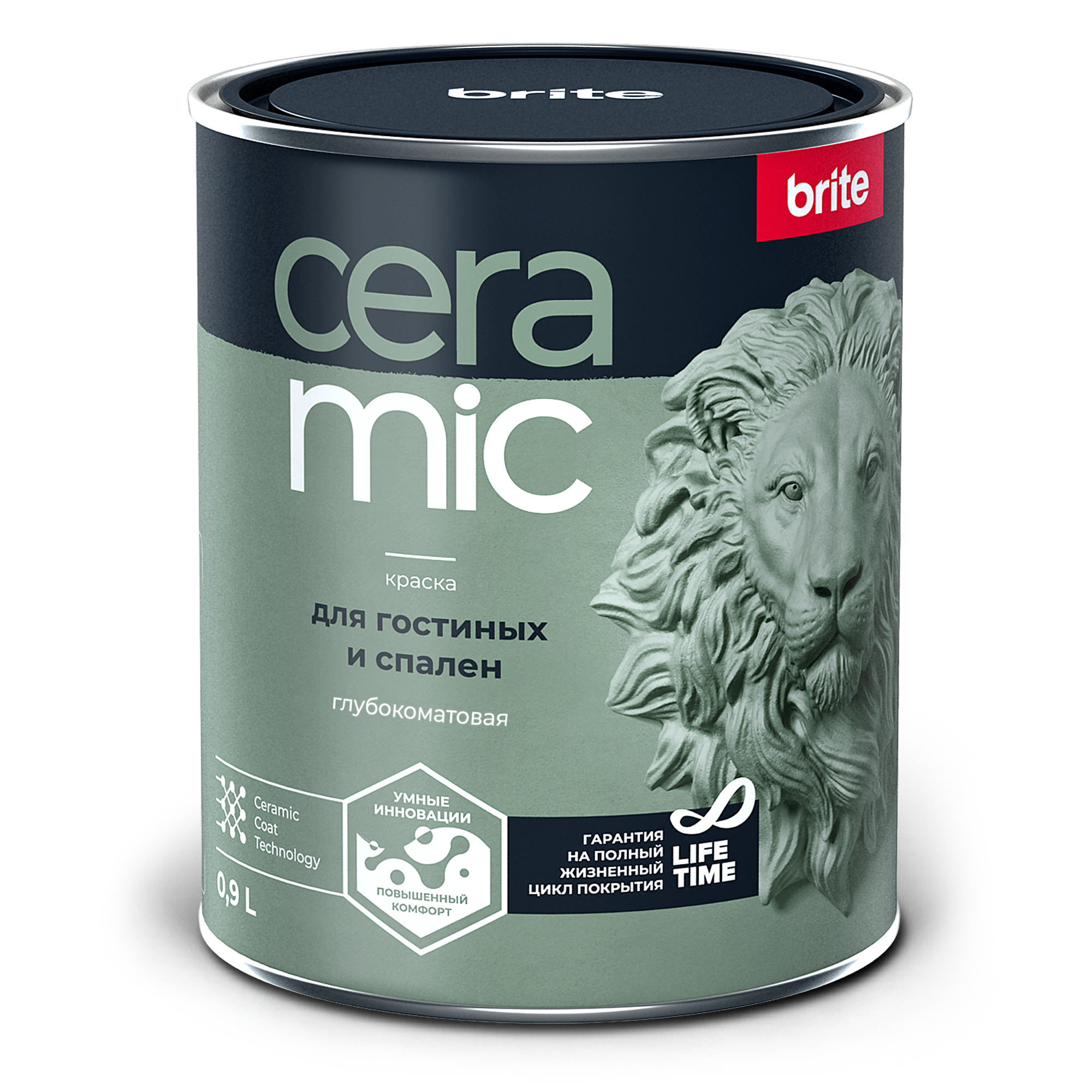 Краска BRITE CERAMIC для гостиных и спален база А, банка 0,9 л (О04583)