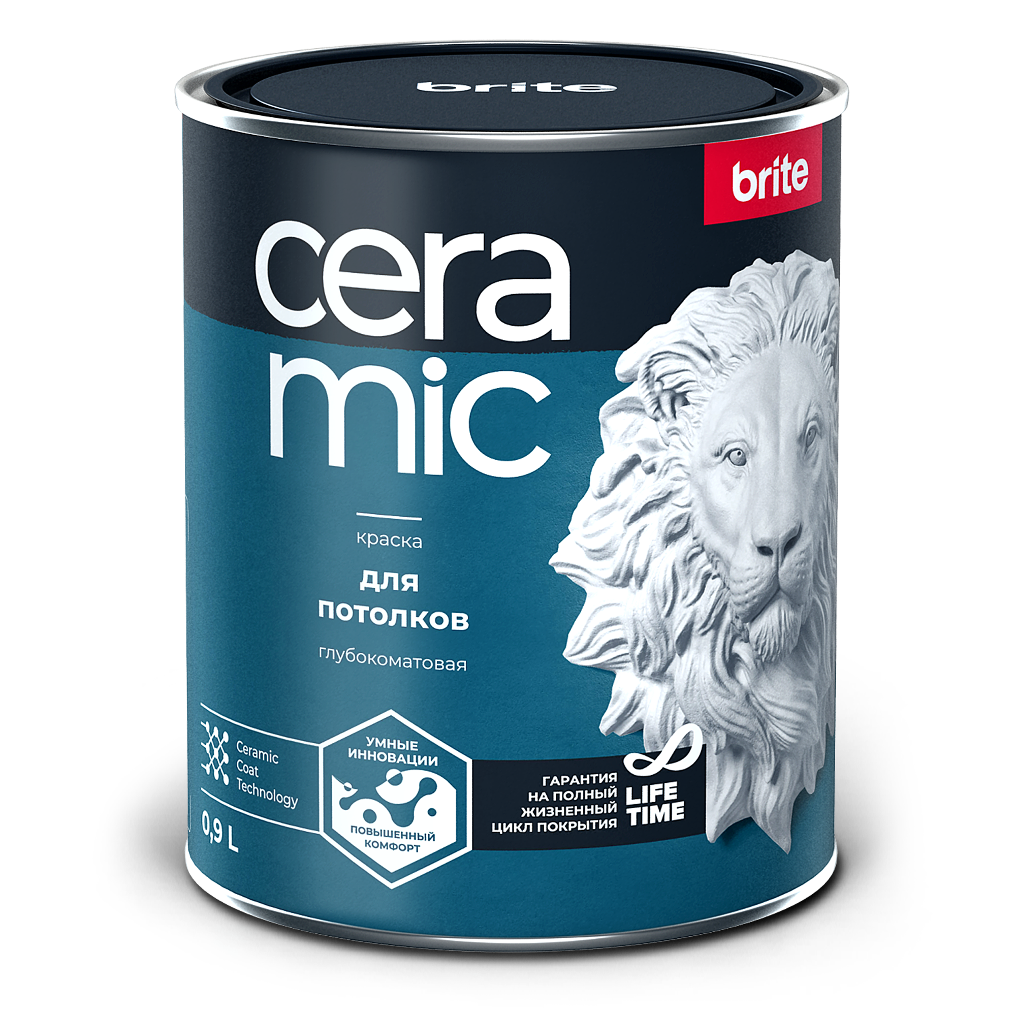 Краска BRITE CERAMIC для потолков база А, банка 0,9 л (О04580)