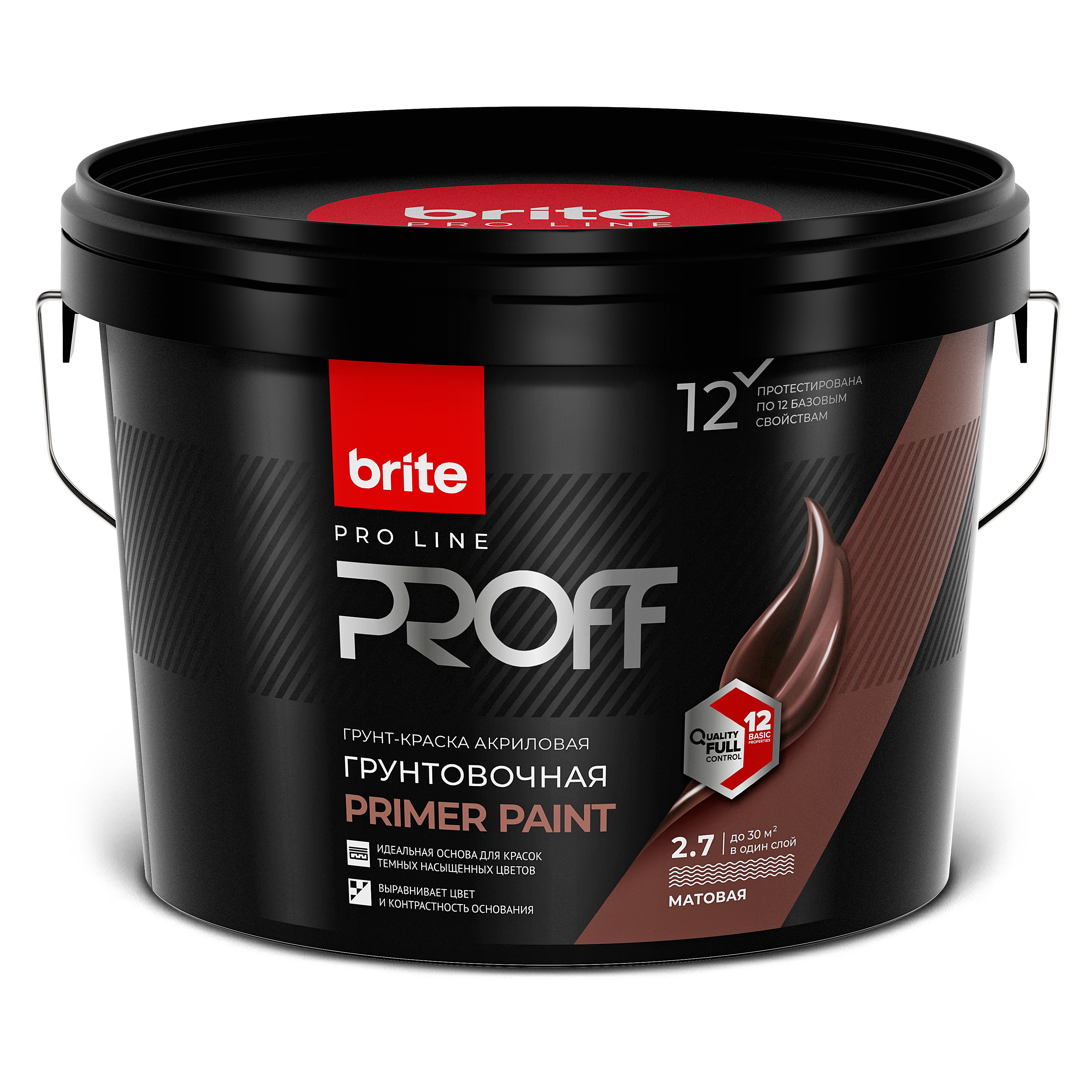 Краска BRITE PROFESSIONAL грунтовочная белая, ведро 9 л (О05284)