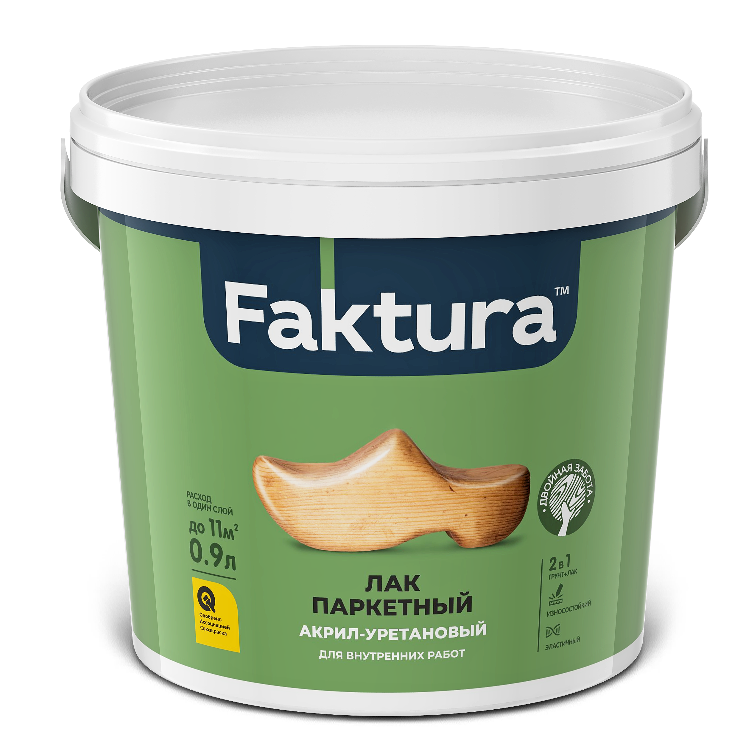 Лак FAKTURA паркетный акрил-уретановый, ведро 0,9 л (О03715)