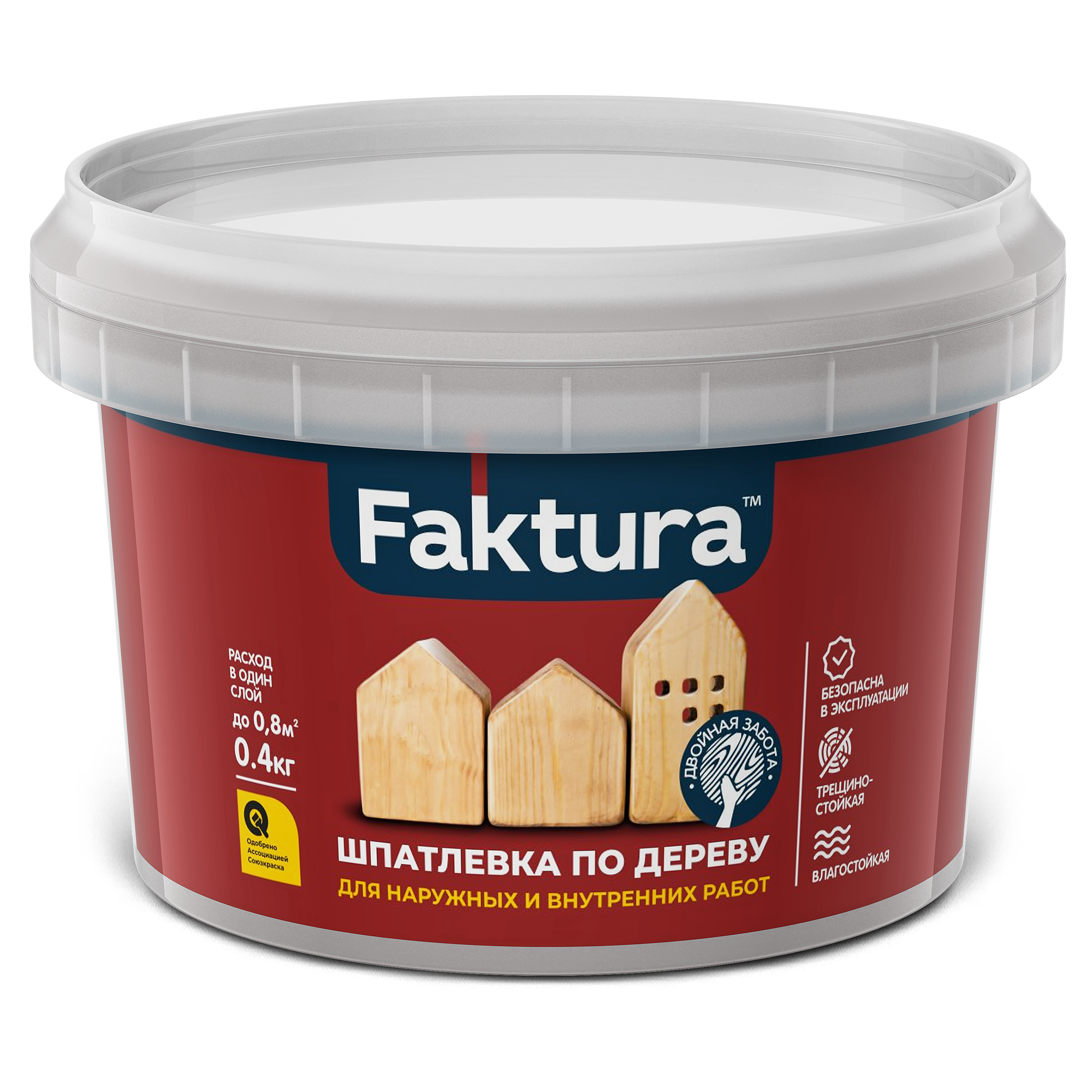 Шпатлевка FAKTURA по дереву белая, Банка 0.4 кг, Белый (О02563)